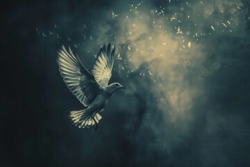 Fototapeta premium Majestic white dove in flight
