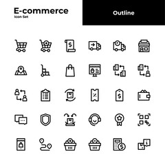 ecommerce outline icon set. ecommerce black line icon set.