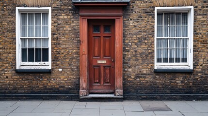 Detailed Close-up of Weathered Brown Brick Facade on Residential Building