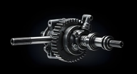 Detailed Mechanical Differential Gear Assembly with Shafts and Bearing