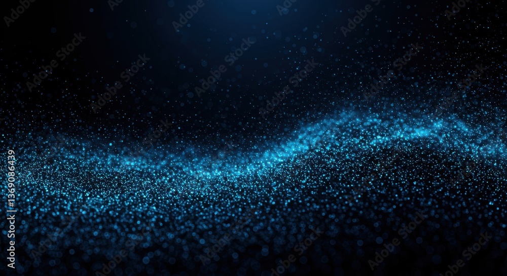 Poster a mesmerizing display of glowing blue particles suspended in a dark and mysterious cosmic environmen