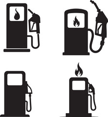 Fuel Station Pump Silhouette Illustration - Isolated Black Gas On White Background EPS 10