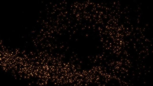 Flying shining gold plume of light, stardust tail. Glitter Light circle trail Sparkling spiral particle effect animation. Festive, logo title decoration. Festival Christmas, New Year. 3D Illustration