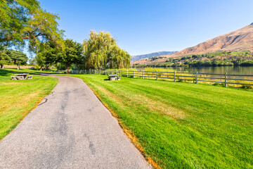The scenic waterfront Kirby Billingsley Hydro Park along the Columbia River as it runs through East...