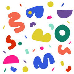 Colorful Abstract Memphis Style Pattern Organic Shape Fun Style