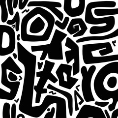 Minimalist Black and White Abstract Geometric Symbol Ethnic Pattern Seamless