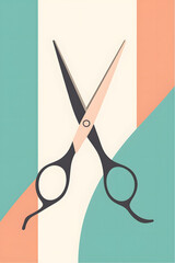 flat vector illustration of professional hairdressing concept, elegant scissors design
