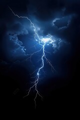 Lightning bolt on black background, close-up. Thunderstorm