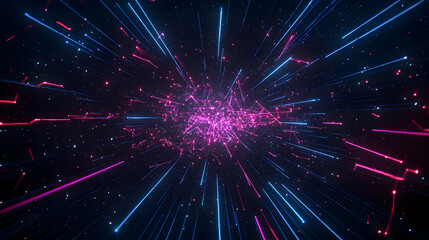 Naklejka premium Abstract Glowing Lines And Dots Digital Art Background