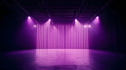 Fototapeta premium Purple Stage Lighting With Concrete Floor