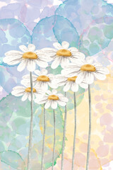 Watercolor flowers background.