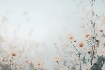 A dreamy field of soft pastel flowers in a blurred artistic background