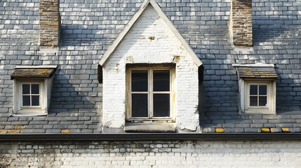 Professional Architecture Design with Weathered White Brick Gable and Dirty Gray Tiles Roof