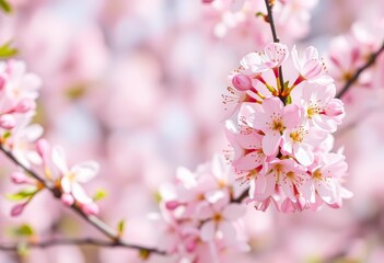 Fototapeta premium Delicate pink spring blossoms on pristine white, fresh and vibrant, floral design, springtime