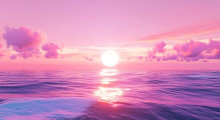 Fototapeta premium The beautiful and serene sunrise casting glow across the calm ocean