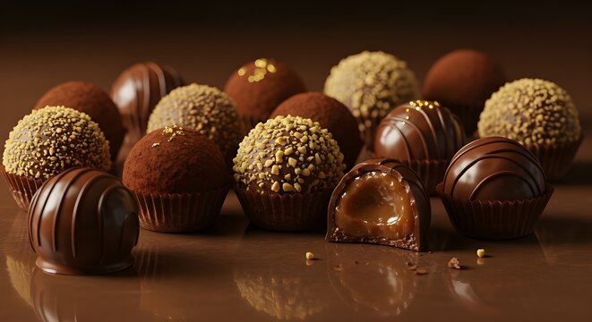 Assortment of luxurious chocolate truffles celebrating National Truffles Day with rich textures and elegance