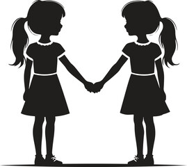 Little girl friendship silhouette design vector illustration isolated on white background