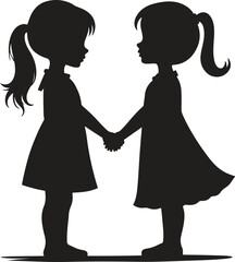 Little girl friendship silhouette design vector illustration isolated on white background