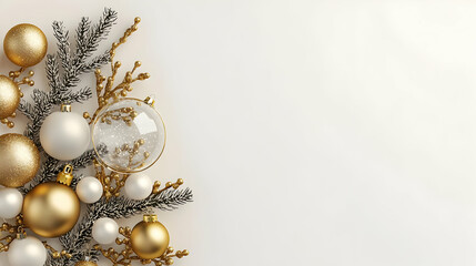 Elegant Christmas Ornaments Arrangement On White Background