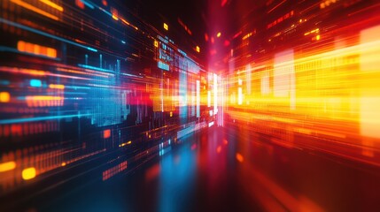 Digital data stream, network, glowing, tunnel, abstract, background, technology, future, illustration, website