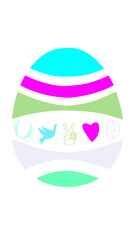 Easter egg vector illustration with peace symbols in pastel colors