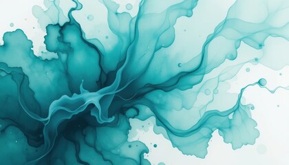 Obraz premium Enchanted Teal and Turquoise Watercolor Abstract Art Print