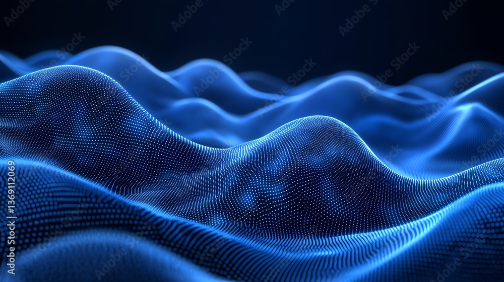 Poster abstract blue data wave flowing visualization for modern backgrounds