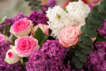Beautiful flowers in florist studio, closeup