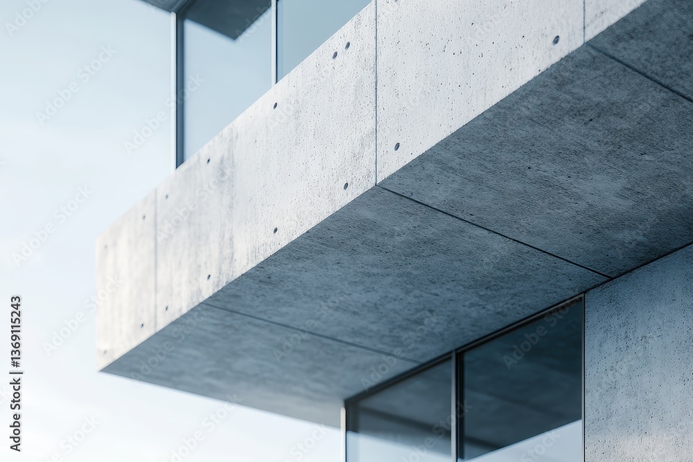 Poster modern concrete building with glass windows and innovative architectural design showcasing a minimal