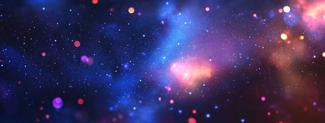 abstract glitter silver, purple, blue lights background. de-focused. banner 
