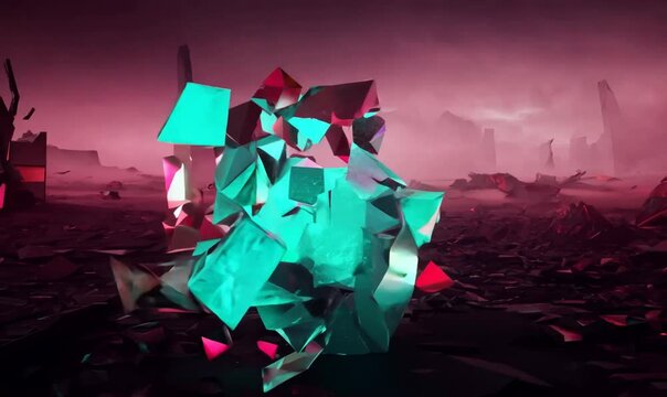Pink and Turquoise Apocalyptics Shards Background VJ Loop in 4K