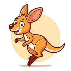 Happy Cartoon Kangaroo Jumping with Cute Expression