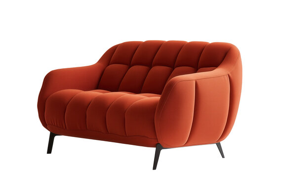 recommend clip art: Contemporary Orange Sofa on Minimalist Background: Modern Furniture Design