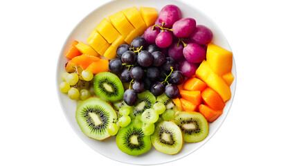 A vibrant assortment of fresh fruits arranged in a colorful healthy bowl for diet and nutritio