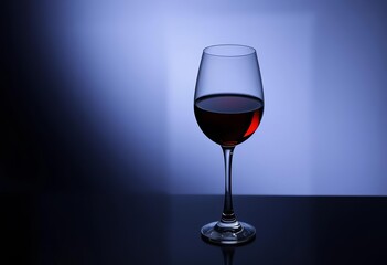 A single glass of red wine on a dark surface, dramatic lighting, burgundy,  image