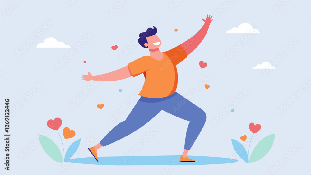 Aufkleber a young man with selfesteem issues finding selflove and body positivity as he dances in a and expres