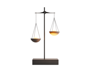 Minimalist Balance Scale with Glowing Orbs Symbolizing Harmony and Justice