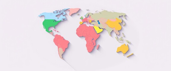 Obraz premium Flat design Earth continents illustration, circular frame, shadow, globe, round