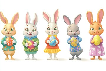 Fototapeta premium easter bunny and easter eggs