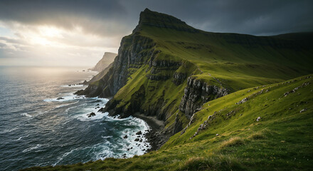 Sheep Grazing Cliffs Dramatic Ocean View Coastline Pasture Ireland Landscape