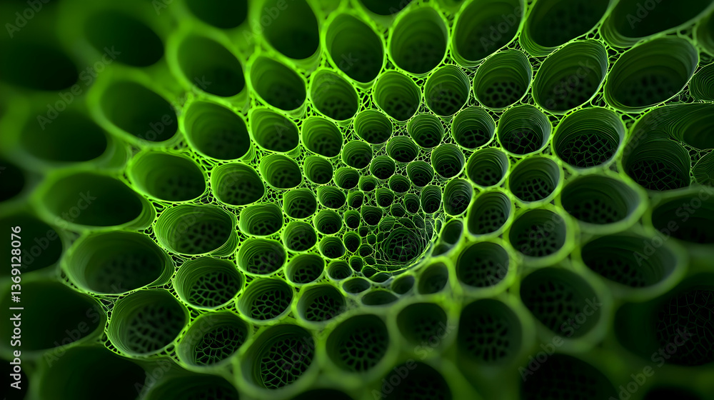 Poster intricate green circular pattern macro