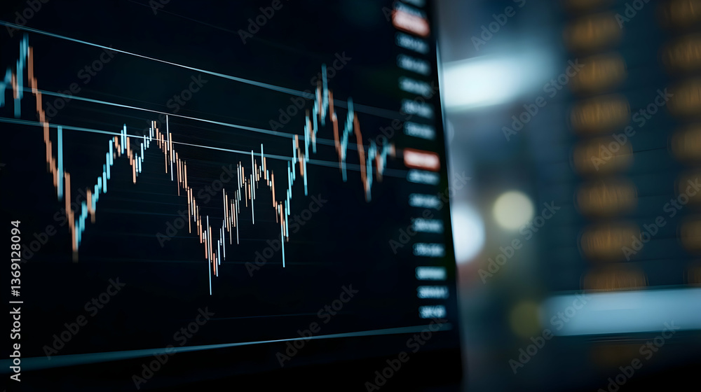 Aufkleber stock market data graph on computer screen