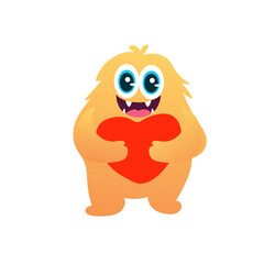 Cute Monster Character Vector Illustration as Toothy and Furry Mutant with Friendly Face Vector