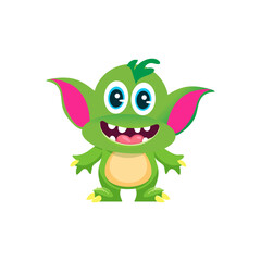 Cute Monster Character Vector Illustration as Toothy and Furry Mutant with Friendly Face Vector