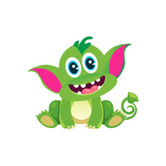 Cute Monster Character Vector Illustration as Toothy and Furry Mutant with Friendly Face Vector