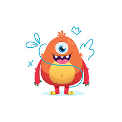 Cute Monster Character Vector Illustration as Toothy and Furry Mutant with Friendly Face Vector
