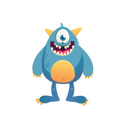 Cute Monster Character Vector Illustration as Toothy and Furry Mutant with Friendly Face Vector