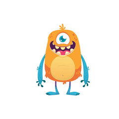 Cute Monster Character Vector Illustration as Toothy and Furry Mutant with Friendly Face Vector