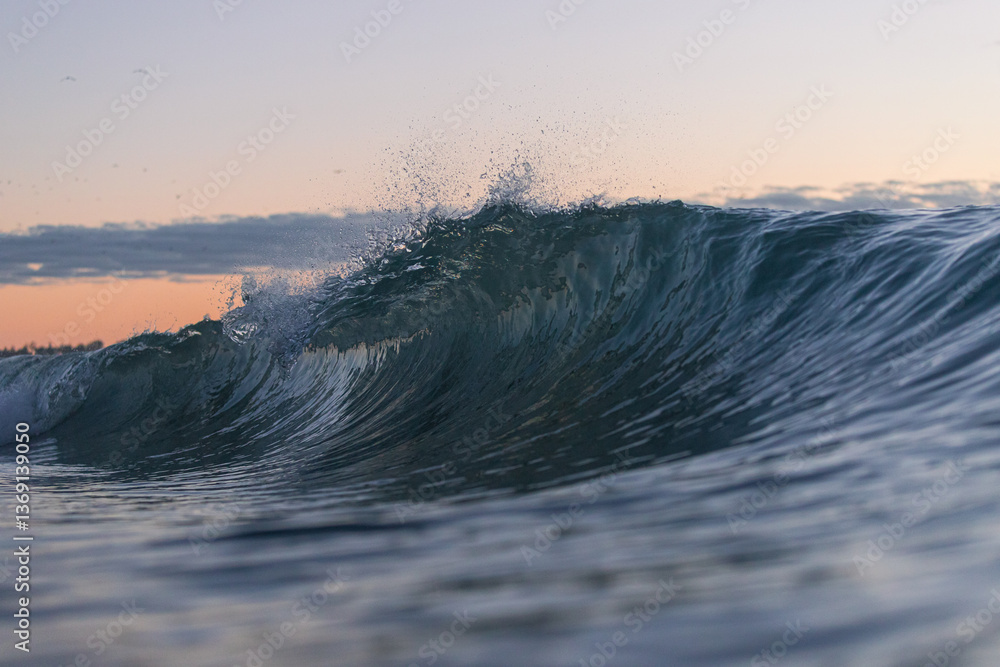 Canvas Prints blue wave with splash in the ocean.