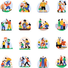 Bundle of Flat Style Easter Festival Illustrations